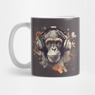 Monkey with headset listening music Mug